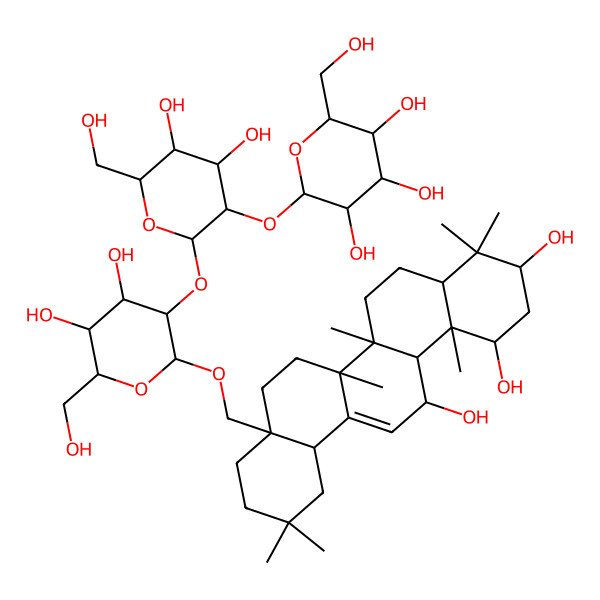 2D Structure of 2-[2-[4,5-Dihydroxy-6-(hydroxymethyl)-2-[(10,12,13-trihydroxy-2,2,6a,6b,9,9,12a-heptamethyl-1,3,4,5,6,6a,7,8,8a,10,11,12,13,14b-tetradecahydropicen-4a-yl)methoxy]oxan-3-yl]oxy-4,5-dihydroxy-6-(hydroxymethyl)oxan-3-yl]oxy-6-(hydroxymethyl)oxane-3,4,5-triol