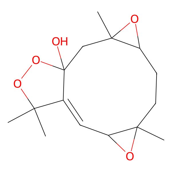 2D Structure of (1Z,3R,5S,8S,10R,12S)-5,10,15,15-tetramethyl-4,9,13,14-tetraoxatetracyclo[10.3.0.03,5.08,10]pentadec-1-en-12-ol