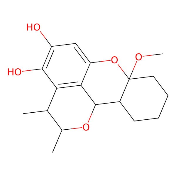 2D Structure of (1R,2S,7S,14S,15R)-7-methoxy-14,15-dimethyl-8,16-dioxatetracyclo[7.7.1.02,7.013,17]heptadeca-9(17),10,12-triene-11,12-diol