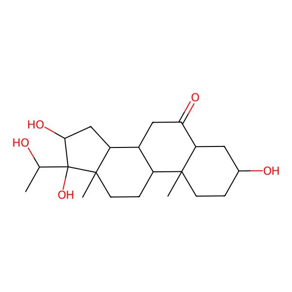 2D Structure of 3,16,17-trihydroxy-17-(1-hydroxyethyl)-10,13-dimethyl-2,3,4,5,7,8,9,11,12,14,15,16-dodecahydro-1H-cyclopenta[a]phenanthren-6-one
