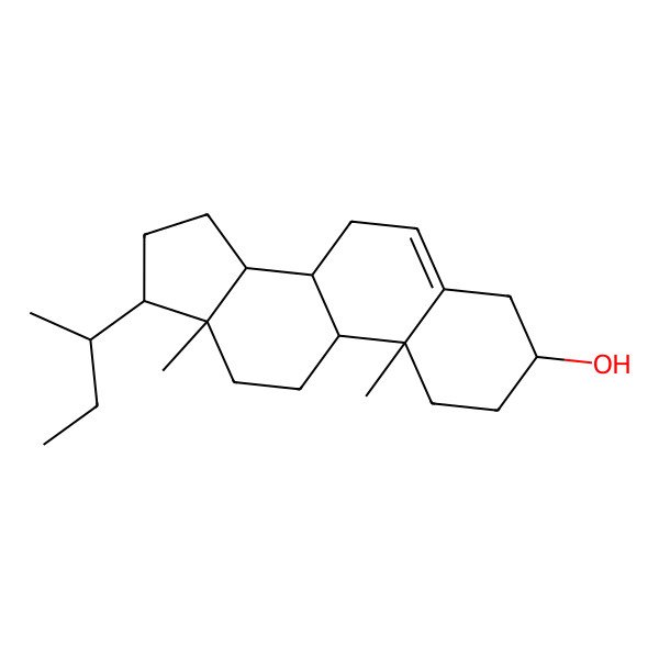 2D Structure of 17-butan-2-yl-10,13-dimethyl-2,3,4,7,8,9,11,12,14,15,16,17-dodecahydro-1H-cyclopenta[a]phenanthren-3-ol