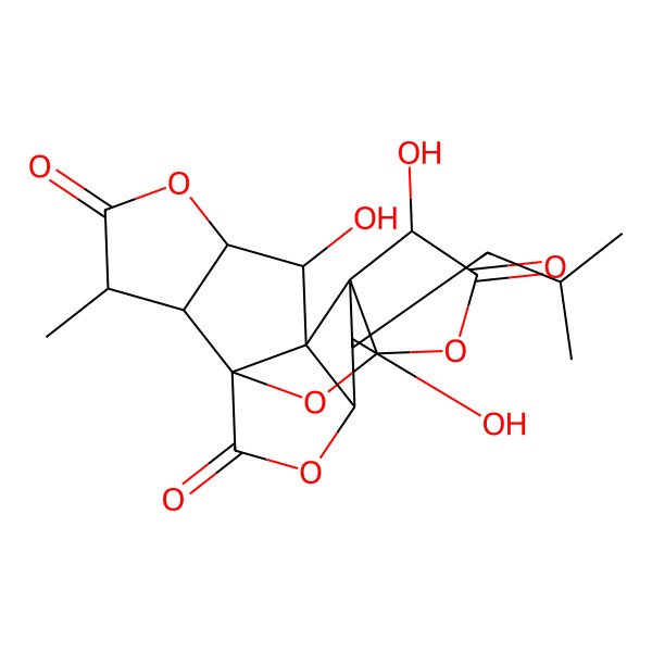 2D Structure of (1S,3S,6R,7R,8S,9S,10S,11R,12S,13S,16S,17R)-6,9,12-trihydroxy-16-methyl-8-(2-methylpropyl)-2,4,14,19-tetraoxahexacyclo[8.7.2.01,11.03,7.07,11.013,17]nonadecane-5,15,18-trione