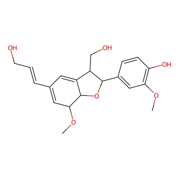 2D Structure of 4-[3-(Hydroxymethyl)-5-(3-hydroxyprop-1-enyl)-7-methoxy-2,3,7,7a-tetrahydro-1-benzofuran-2-yl]-2-methoxyphenol