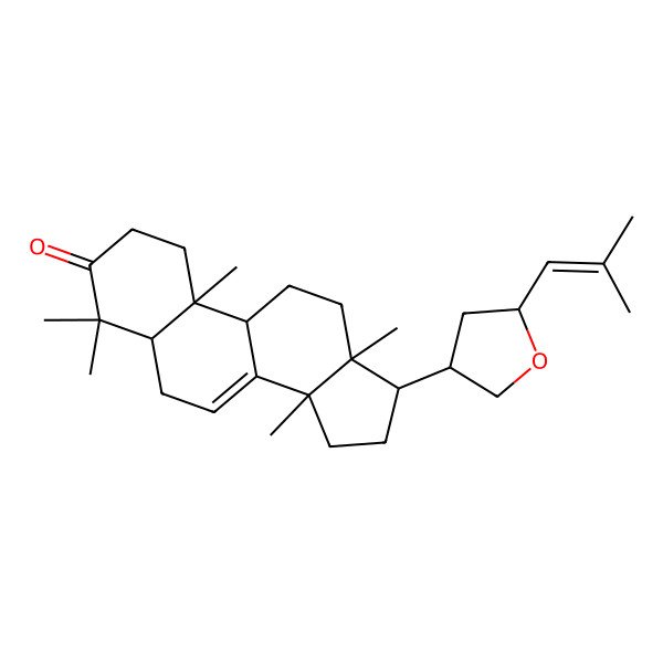 2D Structure of 4,4,10,13,14-Pentamethyl-17-[5-(2-methylprop-1-enyl)oxolan-3-yl]-1,2,5,6,9,11,12,15,16,17-decahydrocyclopenta[a]phenanthren-3-one
