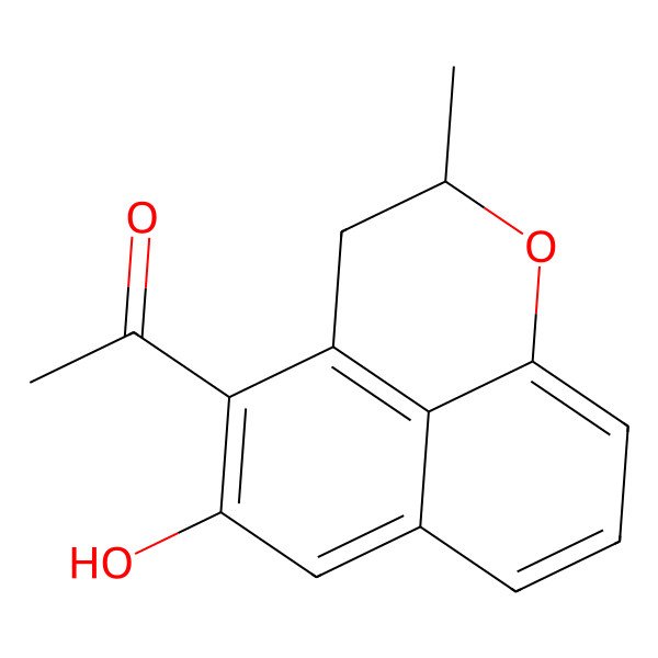 2D Structure of 1-[(3S)-7-hydroxy-3-methyl-2-oxatricyclo[7.3.1.05,13]trideca-1(12),5(13),6,8,10-pentaen-6-yl]ethanone