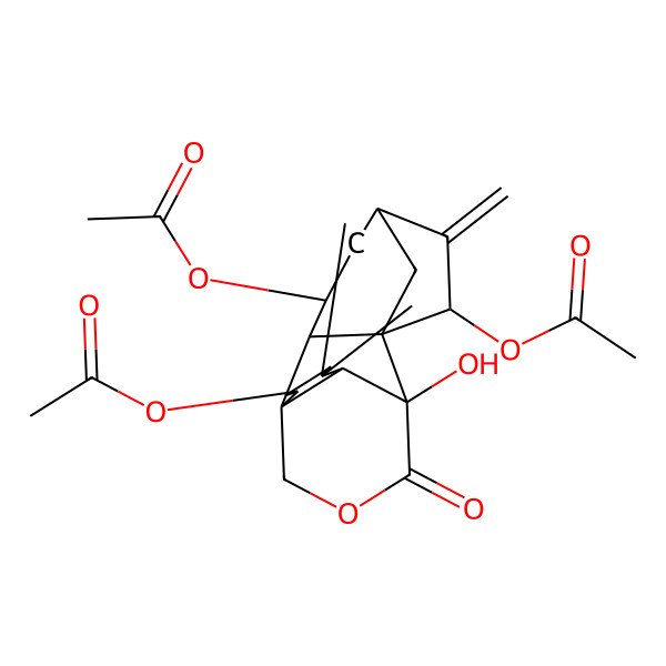 2D Structure of (3,7-Diacetyloxy-9-hydroxy-11,11-dimethyl-6-methylidene-17-oxo-16-oxapentacyclo[7.5.3.15,8.01,10.02,8]octadecan-14-yl) acetate