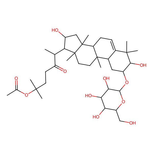 2D Structure of [6-[3,16-dihydroxy-4,4,9,13,14-pentamethyl-2-[3,4,5-trihydroxy-6-(hydroxymethyl)oxan-2-yl]oxy-2,3,7,8,10,11,12,15,16,17-decahydro-1H-cyclopenta[a]phenanthren-17-yl]-2-methyl-5-oxoheptan-2-yl] acetate