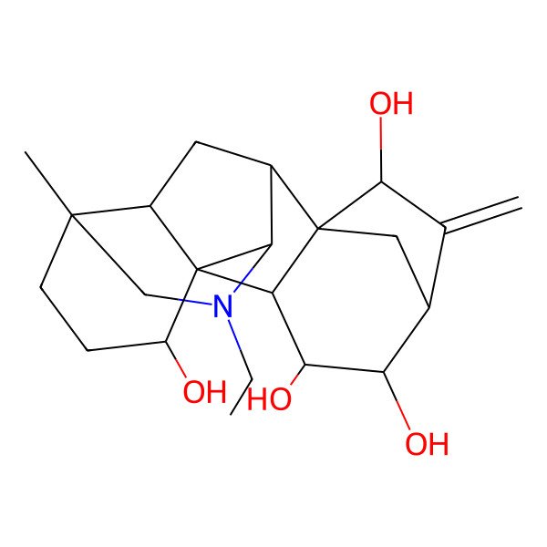 2D Structure of 11-Ethyl-13-methyl-6-methylidene-11-azahexacyclo[7.7.2.15,8.01,10.02,8.013,17]nonadecane-3,4,7,16-tetrol