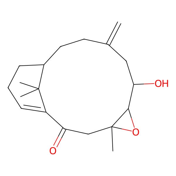 2D Structure of (4S,6S,7S,12S)-7-hydroxy-4,16,16-trimethyl-9-methylidene-5-oxatricyclo[10.3.1.04,6]hexadec-1(15)-en-2-one