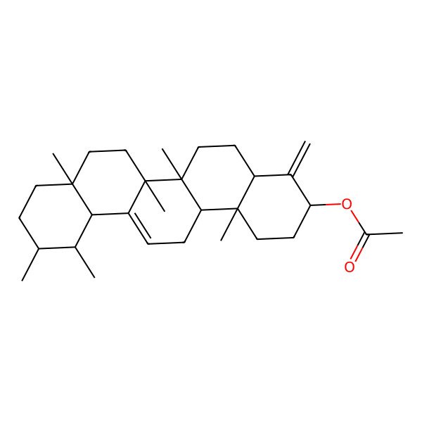 2D Structure of [(3S,4aR,6aR,6bS,8aR,11R,12S,12aR,14aR,14bR)-6a,6b,8a,11,12,14b-hexamethyl-4-methylidene-2,3,4a,5,6,7,8,9,10,11,12,12a,14,14a-tetradecahydro-1H-picen-3-yl] acetate