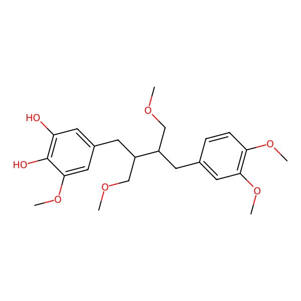 2D Structure of 5-[(2S,3S)-3-[(3,4-dimethoxyphenyl)methyl]-4-methoxy-2-(methoxymethyl)butyl]-3-methoxybenzene-1,2-diol