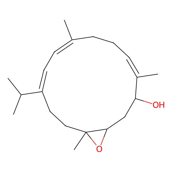 2D Structure of (1S,3S,4E,8E,10E,14S)-4,8,14-trimethyl-11-propan-2-yl-15-oxabicyclo[12.1.0]pentadeca-4,8,10-trien-3-ol