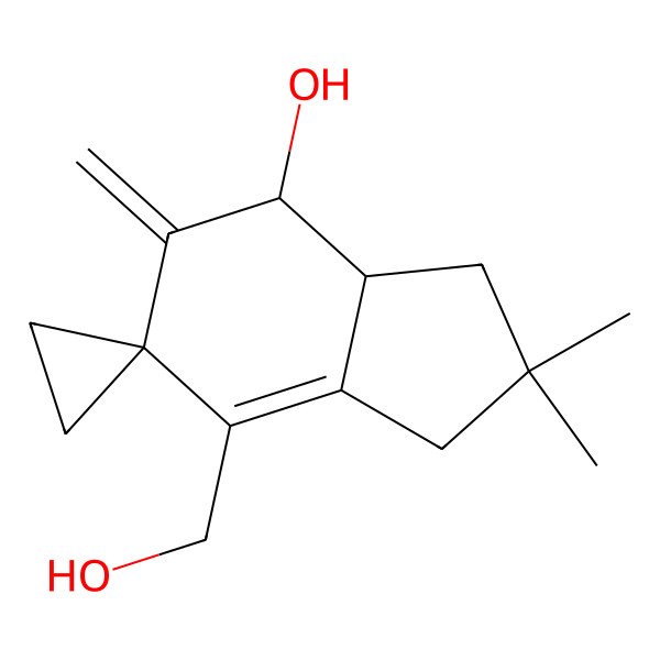 2D Structure of (3aS,4R)-7-(hydroxymethyl)-2,2-dimethyl-5-methylidenespiro[1,3,3a,4-tetrahydroindene-6,1'-cyclopropane]-4-ol