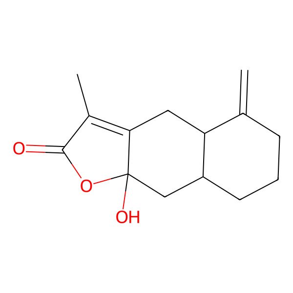 2D Structure of (4aS,8aS,9aR)-9a-hydroxy-3-methyl-5-methylidene-4a,6,7,8,8a,9-hexahydro-4H-benzo[f][1]benzofuran-2-one