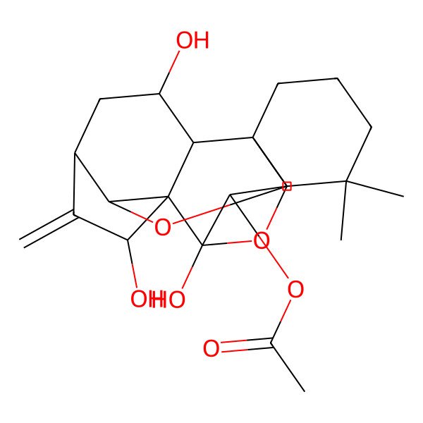 2D Structure of [(1S,2S,3S,5S,7R,8S,9S,11S,13S,14S,15R)-3,7,13-trihydroxy-16,16-dimethyl-6-methylidene-10,12-dioxahexacyclo[9.8.0.01,15.02,8.05,9.08,13]nonadecan-14-yl] acetate