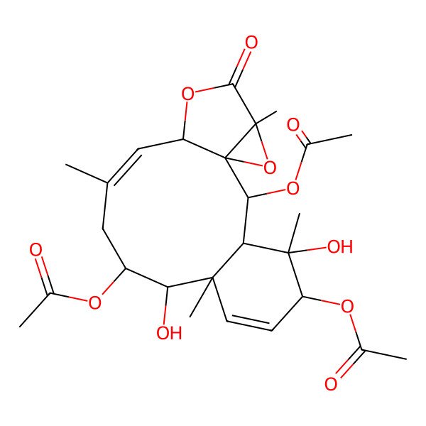 2D Structure of [(1R,2S,3S,4S,5R,8R,9S,10R,12Z,14S,17R)-2,5-diacetyloxy-4,9-dihydroxy-4,8,12,17-tetramethyl-16-oxo-15,18-dioxatetracyclo[12.4.0.01,17.03,8]octadeca-6,12-dien-10-yl] acetate