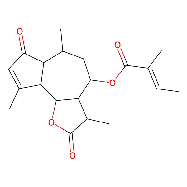 2D Structure of (3,6,9-Trimethyl-2,7-dioxo-3,3a,4,5,6,6a,9a,9b-octahydroazuleno[4,5-b]furan-4-yl) 2-methylbut-2-enoate