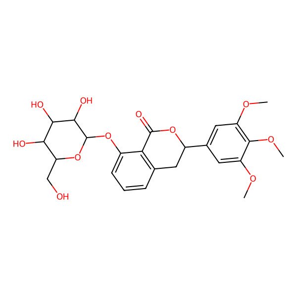 2D Structure of (3S)-8-[(2S,3R,4S,5S,6R)-3,4,5-trihydroxy-6-(hydroxymethyl)oxan-2-yl]oxy-3-(3,4,5-trimethoxyphenyl)-3,4-dihydroisochromen-1-one
