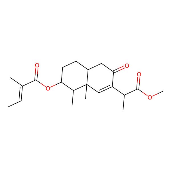 2D Structure of [7-(1-Methoxy-1-oxopropan-2-yl)-1,8a-dimethyl-6-oxo-1,2,3,4,4a,5-hexahydronaphthalen-2-yl] 2-methylbut-2-enoate