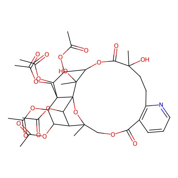 2D Structure of [(1S,3R,15S,18S,19R,20R,21R,22S,23R,24R,25R,26S)-19,20,22,23,25-pentaacetyloxy-15,26-dihydroxy-3,15,26-trimethyl-6,16-dioxo-2,5,17-trioxa-11-azapentacyclo[16.7.1.01,21.03,24.07,12]hexacosa-7(12),8,10-trien-21-yl]methyl acetate