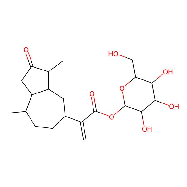 2D Structure of [(2S,3R,4S,5S,6R)-3,4,5-trihydroxy-6-(hydroxymethyl)oxan-2-yl] 2-[(5R,8S,8aS)-3,8-dimethyl-2-oxo-4,5,6,7,8,8a-hexahydro-1H-azulen-5-yl]prop-2-enoate
