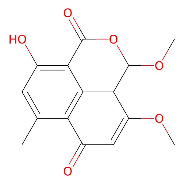 2D Structure of 12-Hydroxy-4,6-dimethoxy-10-methyl-3-oxatricyclo[7.3.1.05,13]trideca-1(12),6,9(13),10-tetraene-2,8-dione