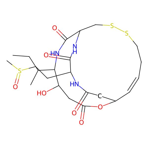 2D Structure of 6-Butan-2-yl-5-hydroxy-20-(2-methylsulfinylethyl)-2-oxa-11,12-dithia-7,19,22-triazabicyclo[7.7.6]docos-15-ene-3,8,18,21-tetrone