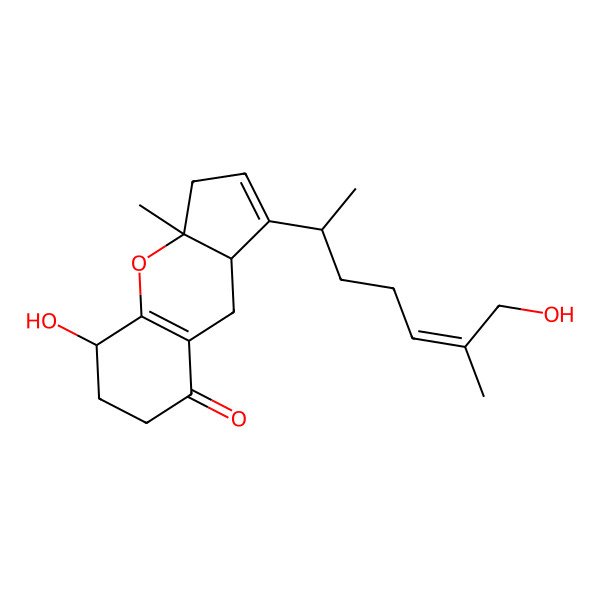 2D Structure of (3aR,5R,9aR)-5-hydroxy-1-[(E,2S)-7-hydroxy-6-methylhept-5-en-2-yl]-3a-methyl-3,5,6,7,9,9a-hexahydrocyclopenta[b]chromen-8-one