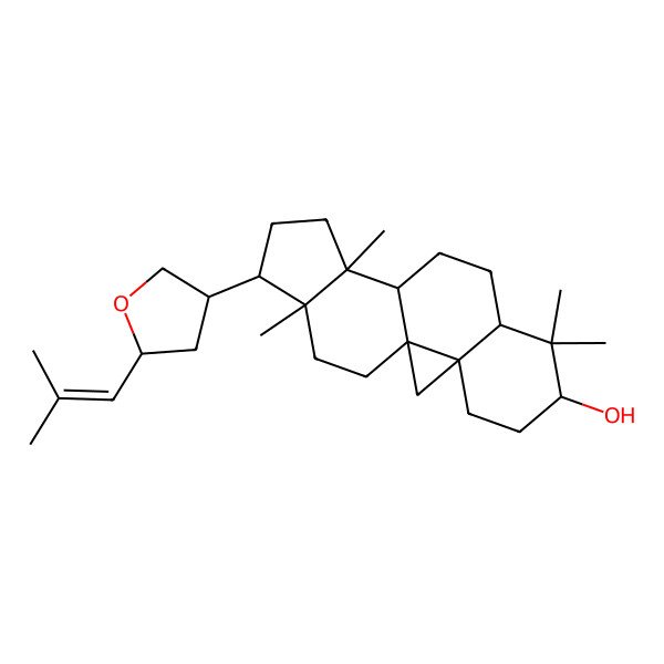 2D Structure of (1S,3R,6R,8R,11S,12S,15R,16R)-7,7,12,16-tetramethyl-15-[(3R,5S)-5-(2-methylprop-1-enyl)oxolan-3-yl]pentacyclo[9.7.0.01,3.03,8.012,16]octadecan-6-ol