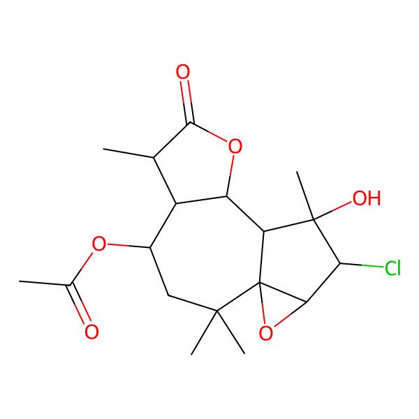 2D Structure of [(1S,4S,5R,6S,9S,10S,11S,12R,13R)-12-chloro-11-hydroxy-2,2,6,11-tetramethyl-7-oxo-8,14-dioxatetracyclo[8.4.0.01,13.05,9]tetradecan-4-yl] acetate