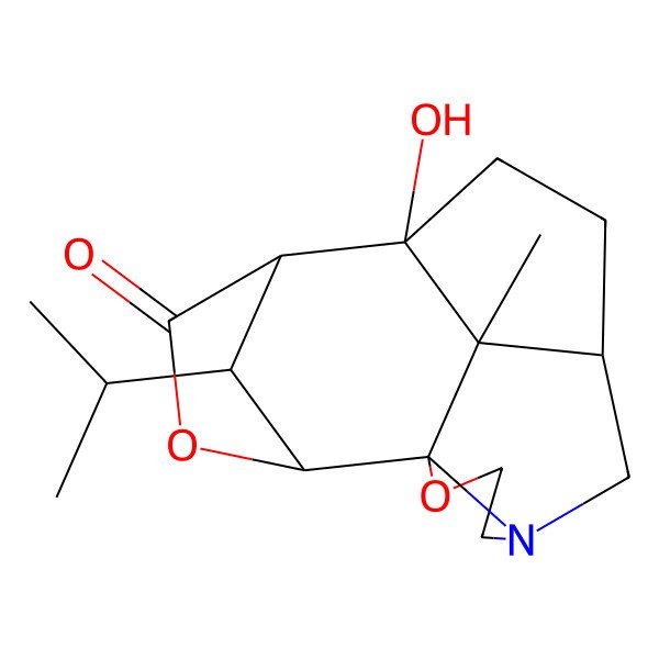 2D Structure of (1R,2R,5S,6R,9S,15S,16S)-6-hydroxy-15-methyl-16-propan-2-yl-3,14-dioxa-11-azapentacyclo[7.5.1.12,5.01,11.06,15]hexadecan-4-one