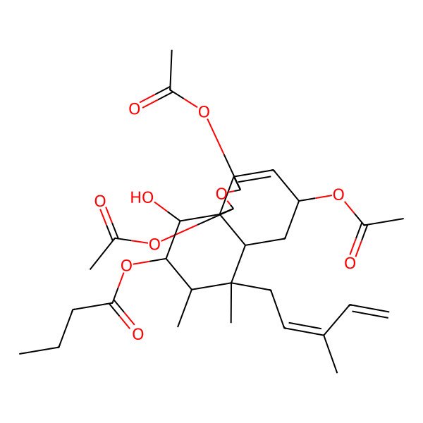 2D Structure of [(1S,3R,5R,6aS,7S,8S,9R,10R,10aS)-1,3,5-triacetyloxy-10-hydroxy-7,8-dimethyl-7-[(2Z)-3-methylpenta-2,4-dienyl]-1,3,5,6,6a,8,9,10-octahydrobenzo[d][2]benzofuran-9-yl] butanoate