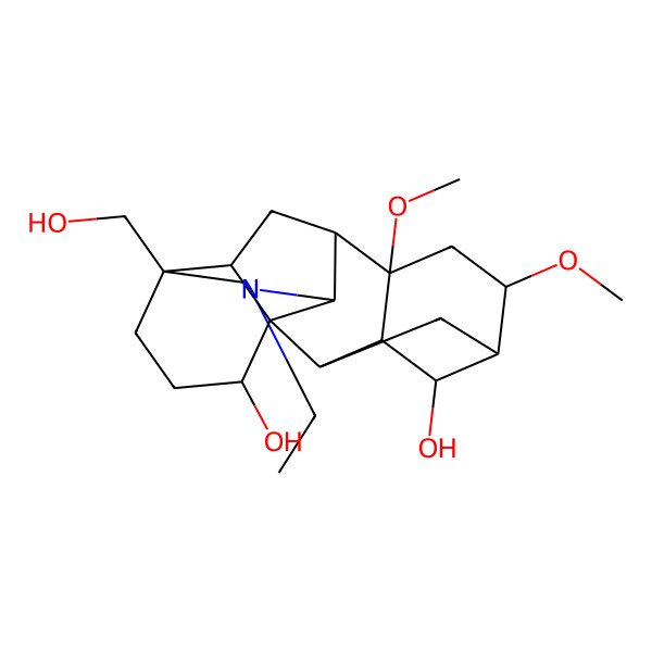 2D Structure of 11-Ethyl-13-(hydroxymethyl)-6,8-dimethoxy-11-azahexacyclo[7.7.2.12,5.01,10.03,8.013,17]nonadecane-4,16-diol