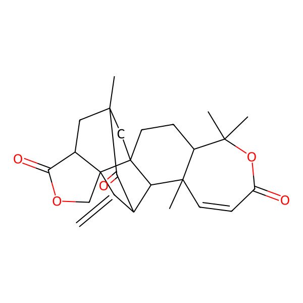 2D Structure of 3,8,8,14-Tetramethyl-21-methylidene-7,18-dioxahexacyclo[12.7.1.02,12.03,9.012,20.016,20]docos-4-ene-6,17,22-trione