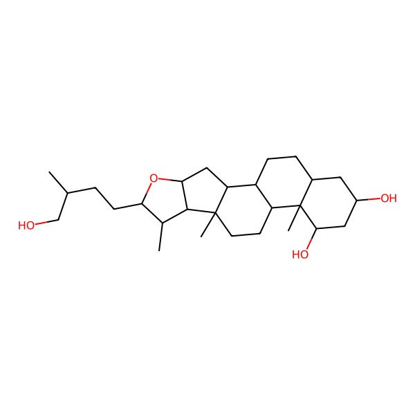 2D Structure of 6-(4-Hydroxy-3-methylbutyl)-7,9,13-trimethyl-5-oxapentacyclo[10.8.0.02,9.04,8.013,18]icosane-14,16-diol