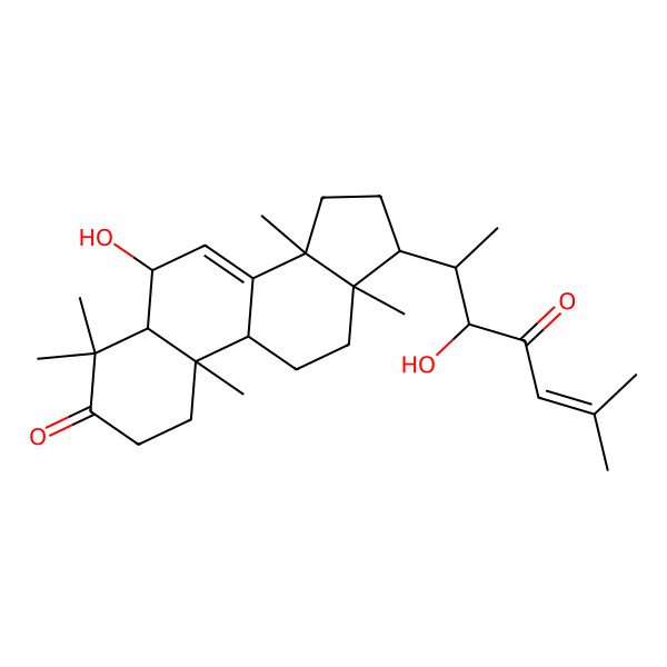 2D Structure of (5R,6R,9R,10R,13S,14S,17S)-6-hydroxy-17-[(2R,3S)-3-hydroxy-6-methyl-4-oxohept-5-en-2-yl]-4,4,10,13,14-pentamethyl-1,2,5,6,9,11,12,15,16,17-decahydrocyclopenta[a]phenanthren-3-one