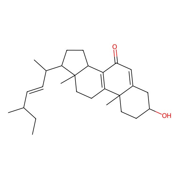 2D Structure of (3S,10S,13R,14R,17R)-3-hydroxy-10,13-dimethyl-17-[(E,2S,5S)-5-methylhept-3-en-2-yl]-1,2,3,4,11,12,14,15,16,17-decahydrocyclopenta[a]phenanthren-7-one