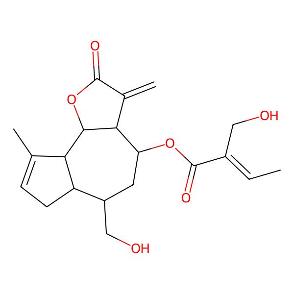 2D Structure of [(3aR,4R,6R,6aS,9aR,9bR)-6-(hydroxymethyl)-9-methyl-3-methylidene-2-oxo-3a,4,5,6,6a,7,9a,9b-octahydroazuleno[4,5-b]furan-4-yl] (E)-2-(hydroxymethyl)but-2-enoate