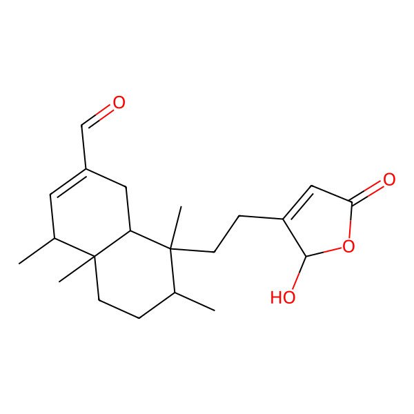 2D Structure of (4S,4aS,7R,8S,8aR)-8-[2-[(2R)-2-hydroxy-5-oxo-2H-furan-3-yl]ethyl]-4,4a,7,8-tetramethyl-1,4,5,6,7,8a-hexahydronaphthalene-2-carbaldehyde