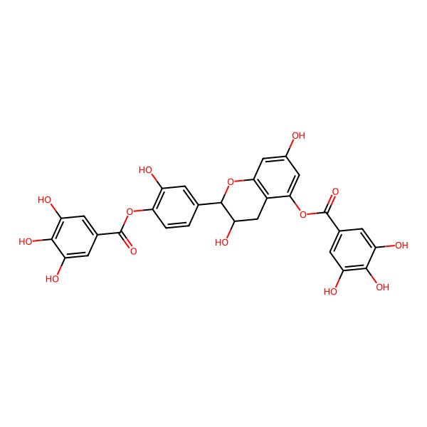 2D Structure of [4-[3,7-dihydroxy-5-(3,4,5-trihydroxybenzoyl)oxy-3,4-dihydro-2H-chromen-2-yl]-2-hydroxyphenyl] 3,4,5-trihydroxybenzoate