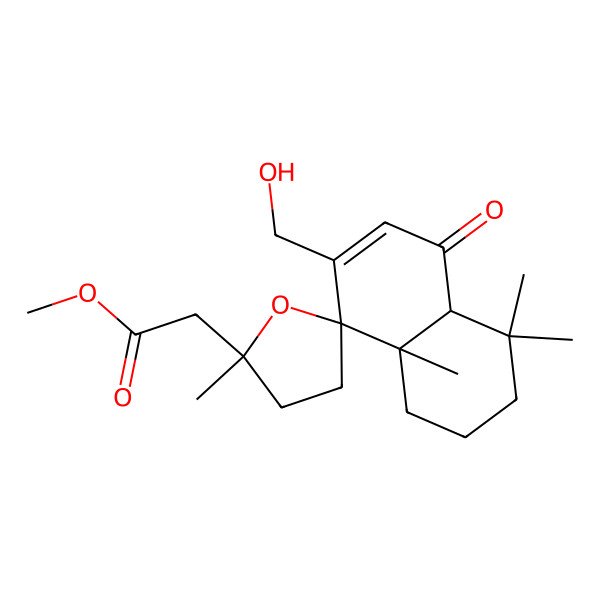 2D Structure of Methyl 2-[7-(hydroxymethyl)-2',4,4,8a-tetramethyl-5-oxospiro[1,2,3,4a-tetrahydronaphthalene-8,5'-oxolane]-2'-yl]acetate