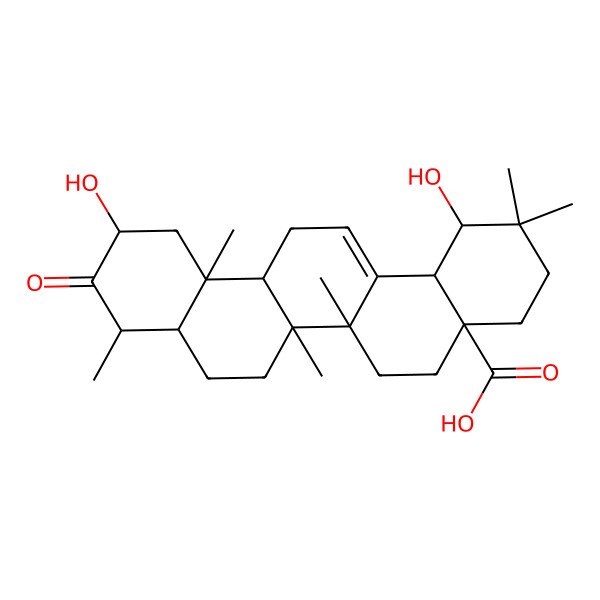 2D Structure of 1,11-Dihydroxy-2,2,6a,6b,9,12a-hexamethyl-10-oxo-1,3,4,5,6,6a,7,8,8a,9,11,12,13,14b-tetradecahydropicene-4a-carboxylic acid