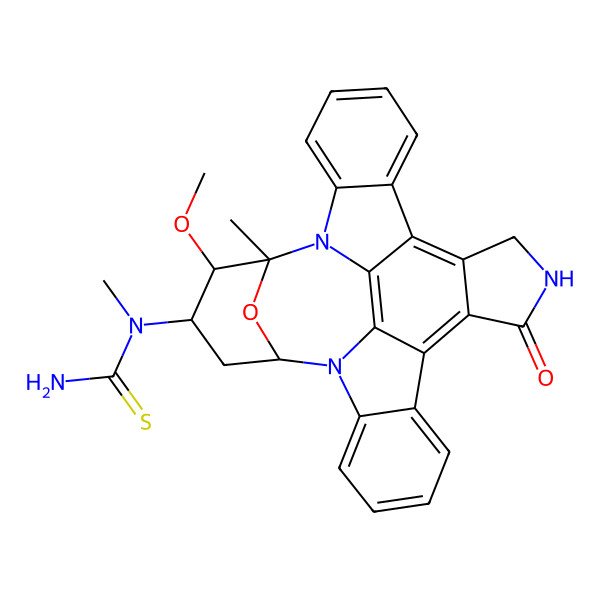 2D Structure of 1-(3-Methoxy-2-methyl-16-oxo-29-oxa-1,7,17-triazaoctacyclo[12.12.2.12,6.07,28.08,13.015,19.020,27.021,26]nonacosa-8,10,12,14,19,21,23,25,27-nonaen-4-yl)-1-methylthiourea