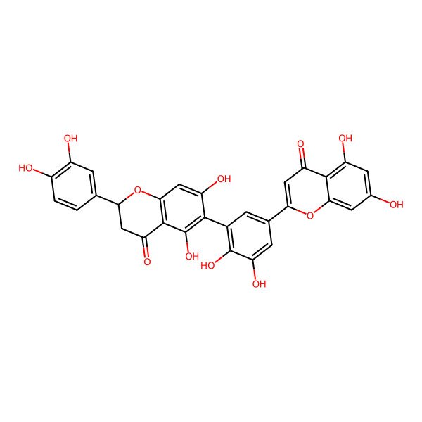 2D Structure of 2-[3-[(2S)-2-(3,4-dihydroxyphenyl)-5,7-dihydroxy-4-oxo-2,3-dihydrochromen-6-yl]-4,5-dihydroxyphenyl]-5,7-dihydroxychromen-4-one