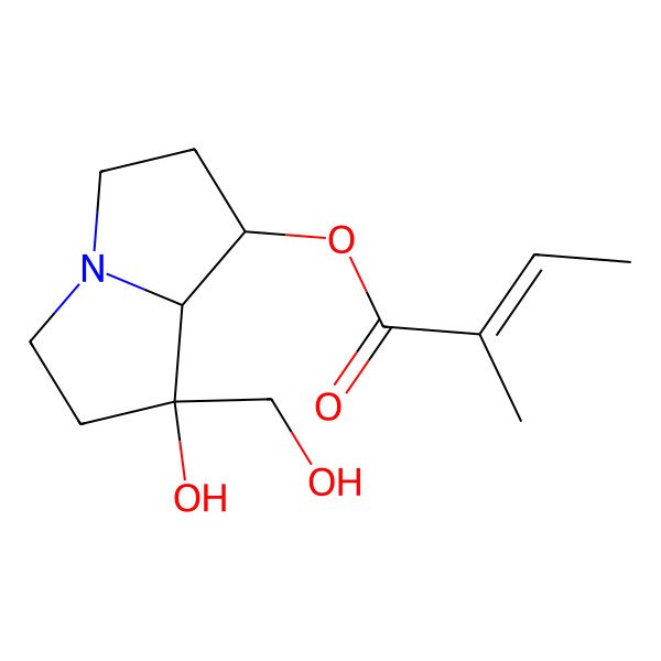 2D Structure of [(1S,7R,8S)-7-hydroxy-7-(hydroxymethyl)-1,2,3,5,6,8-hexahydropyrrolizin-1-yl] (Z)-2-methylbut-2-enoate