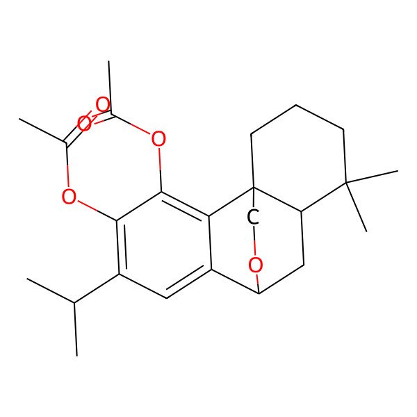 2D Structure of [(1R,8S)-3-acetyloxy-11,11-dimethyl-5-propan-2-yl-16-oxatetracyclo[6.6.2.01,10.02,7]hexadeca-2,4,6-trien-4-yl] acetate