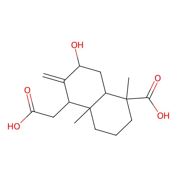 2D Structure of 5-(carboxymethyl)-7-hydroxy-1,4a-dimethyl-6-methylidene-3,4,5,7,8,8a-hexahydro-2H-naphthalene-1-carboxylic acid