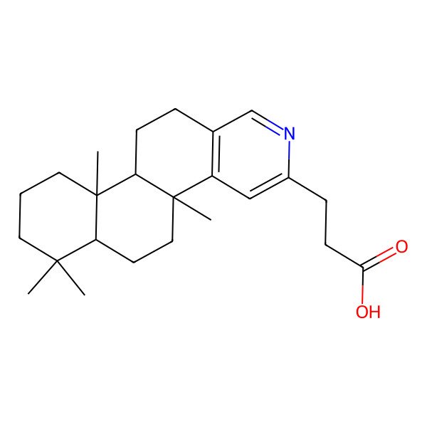 2D Structure of 3-[(4bR,6aS,10aS,10bR)-4b,7,7,10a-tetramethyl-6,6a,8,9,10,10b,11,12-octahydro-5H-naphtho[2,1-f]isoquinolin-3-yl]propanoic acid