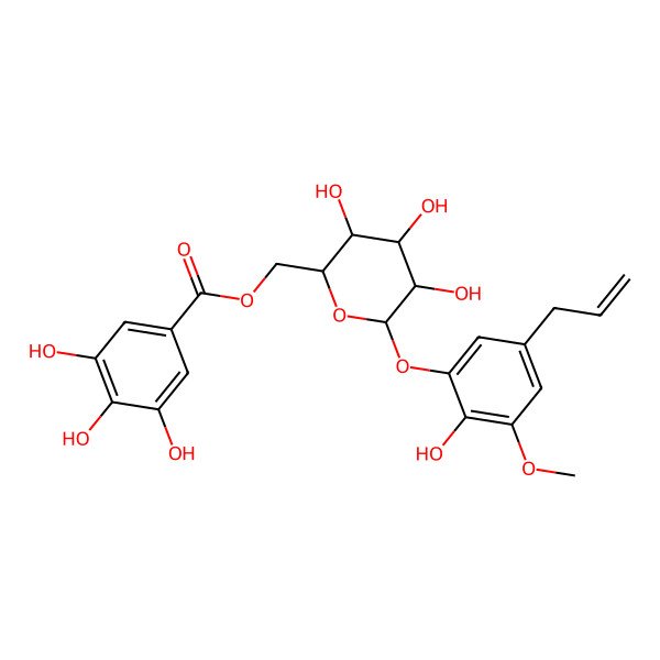 2D Structure of [3,4,5-Trihydroxy-6-(2-hydroxy-3-methoxy-5-prop-2-enylphenoxy)oxan-2-yl]methyl 3,4,5-trihydroxybenzoate
