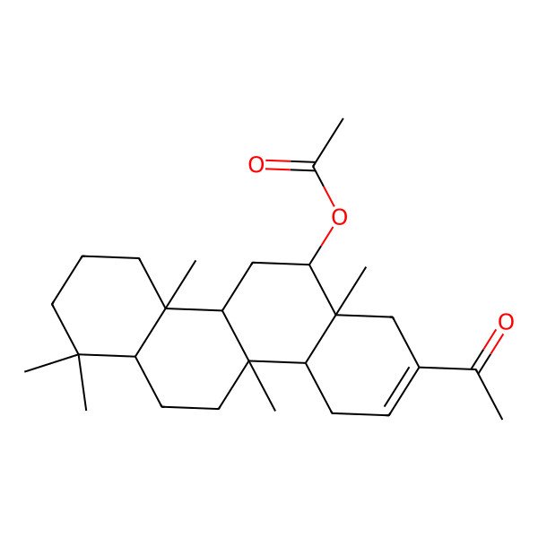 2D Structure of [(4aS,4bS,6S,6aR,10aS,10bR,12aR)-8-acetyl-1,1,4a,6a,10b-pentamethyl-2,3,4,4b,5,6,7,10,10a,11,12,12a-dodecahydrochrysen-6-yl] acetate